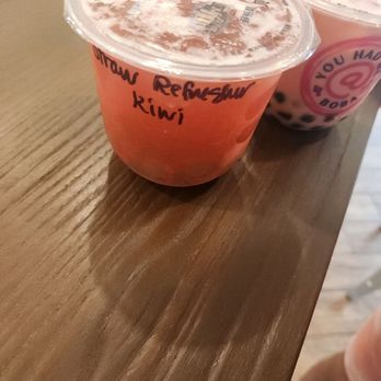 You Had Me @ Boba - Strawberry Refresher with Kiwi boba - Coffee & Tea Near Me - Collieville, Tennessee You Had Me @ Boba - Strawberry Refresher with Kiwi boba - Coffee & Tea Near Me - Collieville, Tennessee