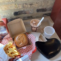 Chocolate milkshake, cheeseburger Chocolate milkshake, cheeseburger