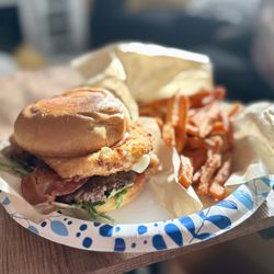 Craft Burger by Shane - Cheez-it burger and sweet potato fries