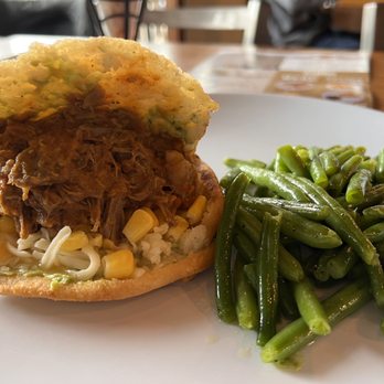 Mr Pollo - a pulled pork sandwich and green beans - Chicken Shop Near Me - Fort Mill, South Carolina