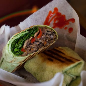 Barefoot Buddha - Vegan blackbean burger wrap w/ sriracha (modified special of the day). - Coffee & Tea Near Me - Saint Thomas, Virgin Islands Barefoot Buddha - Vegan blackbean burger wrap w/ sriracha (modified special of the day). - Coffee & Tea Near Me - Saint Thomas, Virgin Islands