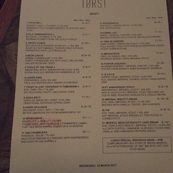 TØRST - Today's beer menu.... - Pubs Near Me - Brooklyn, New York