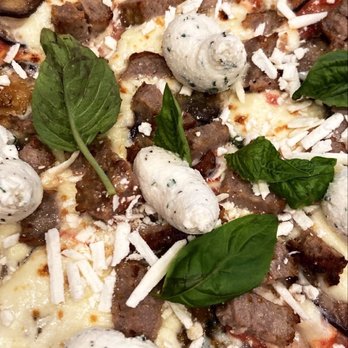 Orofino - Eggplant pizza with ricotta and added sausage - Italian Near Me - Fredericksburg, Virginia Orofino - Eggplant pizza with ricotta and added sausage - Italian Near Me - Fredericksburg, Virginia