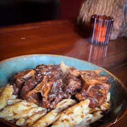 Rasta pasta revised but substituted salmon for oxtail Rasta pasta revised but substituted salmon for oxtail