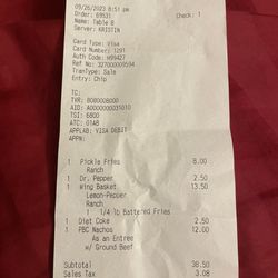 Pickle Barrel Cafe - Receipt for over priced over cooked food for 2 people