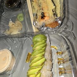 Miami Heat roll w/ NFL roll topped w/ avocado