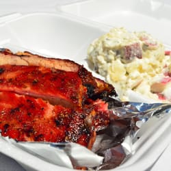 Fat Daddy's BBQ - Rib Plate, with a side of Potato Salad.