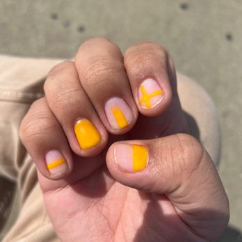 EZ Nails - Nail design- matte finish with yellow accent - Nail Salons Near Me - Torrance, California