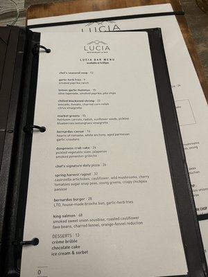 Menu photo 8 Lucia Restaurant & Bar Carmel Valley, CA Menu photo 8 Lucia Restaurant & Bar Carmel Valley, CA