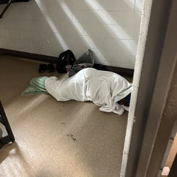Pacific View Apartment Homes - Homeless people sleeping in stairwells - Apartments Near Me - Long Beach, California