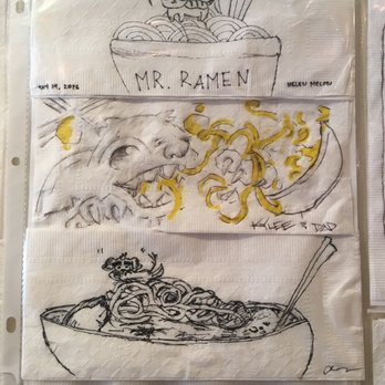 Mr Ramen - Napkin Art on Walls - Ramen Near Me - Los Angeles, California Mr Ramen - Napkin Art on Walls - Ramen Near Me - Los Angeles, California