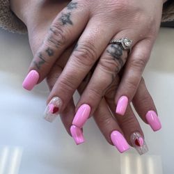 Pink and White Nails - Valentines for you