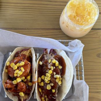 The Lime Inn - Surfs up Hei Hei & Corner chair tacos w/ Hunter's Passion drink. - Seafood Near Me - Cruz Bay, Virgin Islands