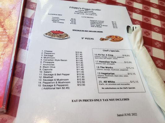 Menu photo 3 Filippi's Pizza Grotto Jamul Jamul, CA Menu photo 3 Filippi's Pizza Grotto Jamul Jamul, CA