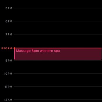 Western SPA - Appointment time. Was confirmed by the business night before. - A digital calendar displays an appointment labeled 'Massage 8pm western spa' scheduled for September 16, 2024, at 8 PM. - Massage Near Me - Chicago, Illinois
