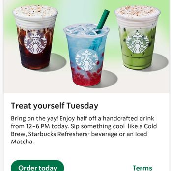 Starbucks - 7-23-24 reminder on the app - Coffee & Tea Near Me - Aiea, Hawaii