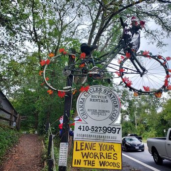 Hunt Valley Village - a bicycle hanging from a tree - Bike Rentals Near Me - Cockeysville, Maryland Hunt Valley Village - a bicycle hanging from a tree - Bike Rentals Near Me - Cockeysville, Maryland