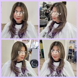 Splash Hair - Balayage bleach retouch plus 2 tone colours 
(natural ash + light violet )

Haircut: Michael
Haircolour: Jenny
