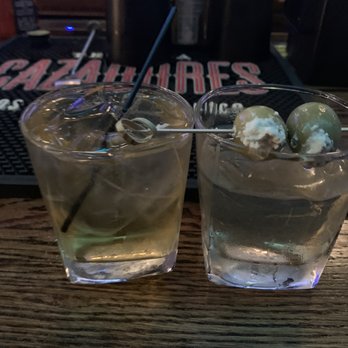 Bernard's - Dirty martini with blue cheese stuffed olives & Jean beam fire with ginger ale - New American Near Me - Roanoke, Virginia Bernard's - Dirty martini with blue cheese stuffed olives & Jean beam fire with ginger ale - New American Near Me - Roanoke, Virginia