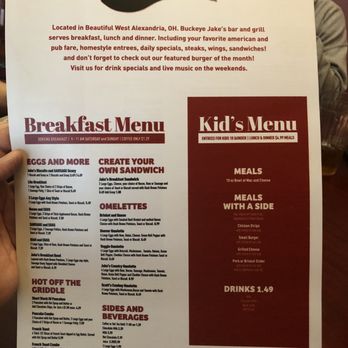 Buckeye Jake's - Menu breakfast no longer served or open - Burgers Near Me - West Alexandria, Ohio Buckeye Jake's - Menu breakfast no longer served or open - Burgers Near Me - West Alexandria, Ohio