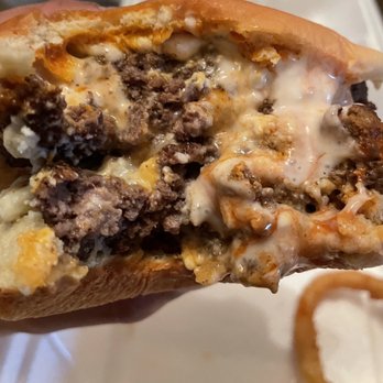 Steve's Burgers - Inside the Double Buffalo Burger - Burgers Near Me - Garfield, New Jersey Steve's Burgers - Inside the Double Buffalo Burger - Burgers Near Me - Garfield, New Jersey