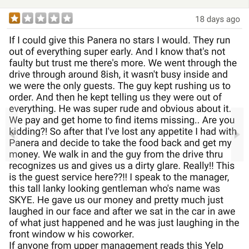 Panera Bread - There was a huge misunderstanding Sky is a great Panera manager - Salad Near Me - Fresno, California Panera Bread - There was a huge misunderstanding Sky is a great Panera manager - Salad Near Me - Fresno, California