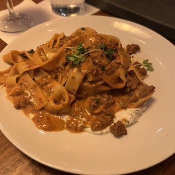Saints + Council - Lamb Bolognese Pappardelle, ground lamb, madjool dates, tomato - Breakfast & Brunch Near Me - Atlanta, Georgia Saints + Council - Lamb Bolognese Pappardelle, ground lamb, madjool dates, tomato - Breakfast & Brunch Near Me - Atlanta, Georgia