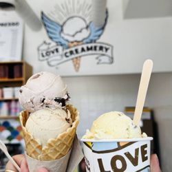 Love Creamery Lincoln Park - Pistachio honey and Vegan chocolate brownie icecream