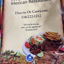 Montezuma Mexican Restaurant - Front menu