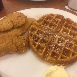 Belgian waffle and chicken tenders