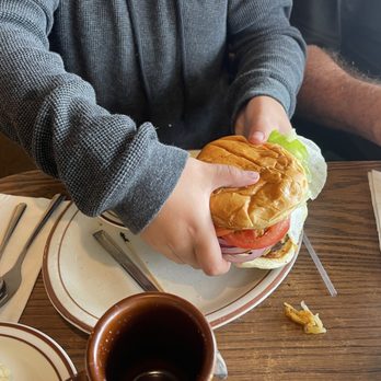 Stagecoach Restaurant - Breakfast burger with grits - American Near Me - Elk Grove, California Stagecoach Restaurant - Breakfast burger with grits - American Near Me - Elk Grove, California