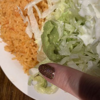 Don Bonachon Mexican Bar & Grill - My finger next to the guacamole to show how little I Received - Mexican Near Me - Suwanee, Georgia Don Bonachon Mexican Bar & Grill - My finger next to the guacamole to show how little I Received - Mexican Near Me - Suwanee, Georgia