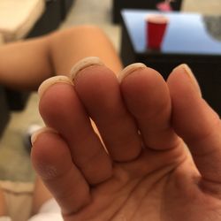 Solar Nails & Spa - Nails not placed on properly, and super thick acrylic. Huge gaps under nails.