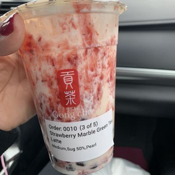 Gong Cha - Strawberry Marble Green Tea Latte - Coffee & Tea Near Me - Annandale, Virginia Gong Cha - Strawberry Marble Green Tea Latte - Coffee & Tea Near Me - Annandale, Virginia