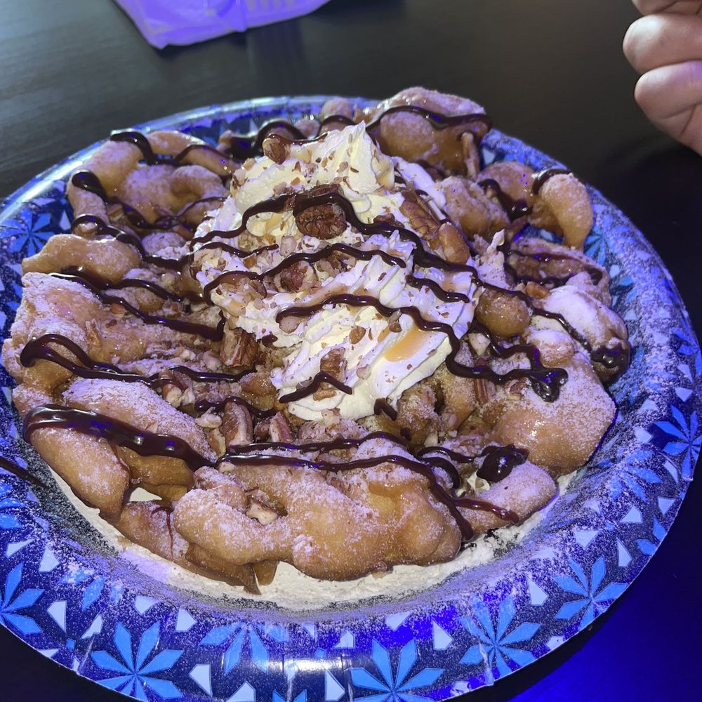Turtle Fudge Funnel Cake