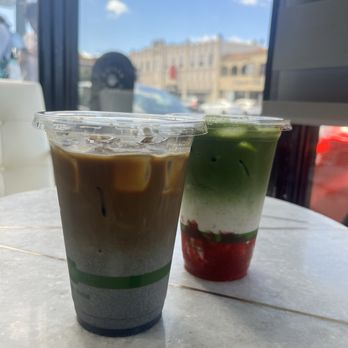 Kaizen & Coffee - Black sesame latte and iced strawberry matcha - Coffee & Tea Near Me - San Mateo, California Kaizen & Coffee - Black sesame latte and iced strawberry matcha - Coffee & Tea Near Me - San Mateo, California