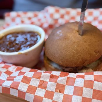 Bubba's Breakfast & BBQ - Pulled pork sandwich with baked beans - Barbeque Near Me - Jackson, Wyoming Bubba's Breakfast & BBQ - Pulled pork sandwich with baked beans - Barbeque Near Me - Jackson, Wyoming