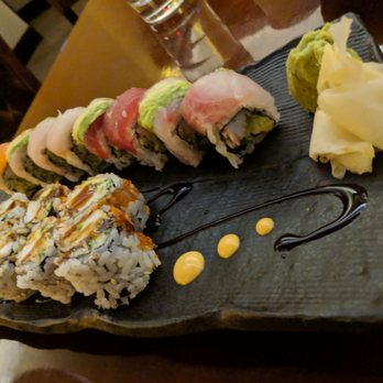 KARMA - Rainbow Roll (Top) and Spicy Scallop Roll (Bottom) - Asian Fusion Near Me - Andover, Massachusetts KARMA - Rainbow Roll (Top) and Spicy Scallop Roll (Bottom) - Asian Fusion Near Me - Andover, Massachusetts