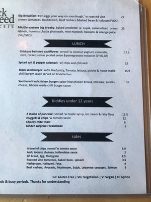 Menu photo 1 Black Seed Cafe Melbourne, VIC Menu photo 1 Black Seed Cafe Melbourne, VIC