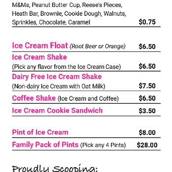 Central 52 - Our Ice Cream treats menu! - Pizza Near Me - Argyle, Wisconsin