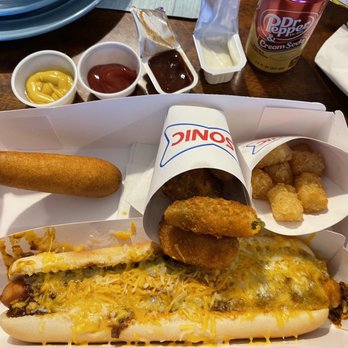 Sonic Drive-In - Foot Footlong Quarter Pound Coney, Corn Dog, Tots and jalapeño poppers - Fast Food Near Me - Cedar Hill, Texas