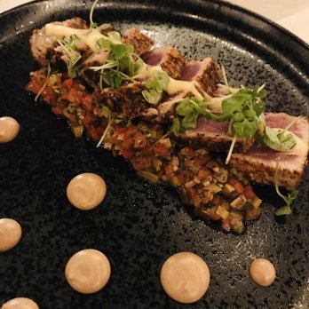 Glasspar - GLASSPAR, Dana Point, California! Seared AHI Tuna with toasted cauliflower, preserved lemon Provençal Relish = $34 - Seafood Near Me - Dana Point, California Glasspar - GLASSPAR, Dana Point, California! Seared AHI Tuna with toasted cauliflower, preserved lemon Provençal Relish = $34 - Seafood Near Me - Dana Point, California