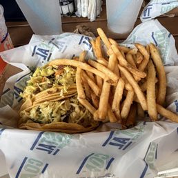 Jerk Chicken Tacos and Fries Jerk Chicken Tacos and Fries