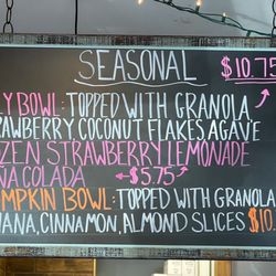 Fruit A Bowls - Seasonal Menu