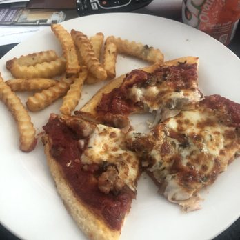 Pisa Pizza - Slices of sausage and mushroom pizza with fries. - Pizza Near Me - Countryside, Illinois Pisa Pizza - Slices of sausage and mushroom pizza with fries. - Pizza Near Me - Countryside, Illinois