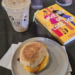 October feature latte and egg and bacon sandwich