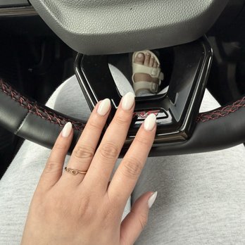 Garden Nail Bar - White cream almond nails - Nail Salons Near Me - San Jose, California