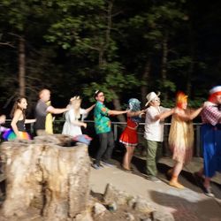 Shady Creek Outdoor School - Wedding costume party doing the conga!
