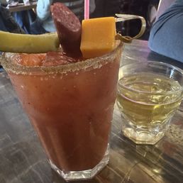 Bloody Mary and a back. Bloody Mary and a back.