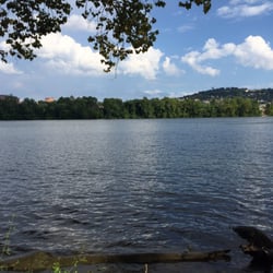 Millvale Riverfront Park - Sitting along the river at the park.
